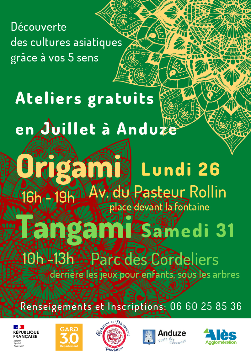 Affiche ateliers Origami et Tangami